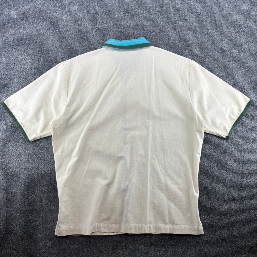 Vintage 1950s Contrast Piped Cabana Shirt Men’s M Bowler Patch Pocket Rockabilly - Picture 2 of 13